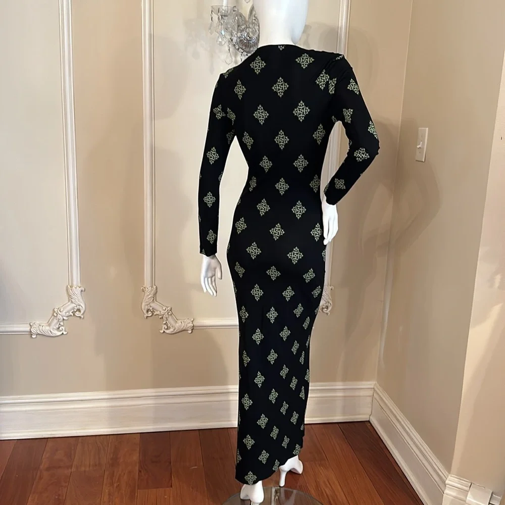 GIANNI VERSACE VERSUS Vintage Floor Long Viscose Black Dress size 28 42 - Picture 6 of 13